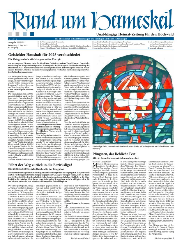 Rund um Hermeskeil Titelblatt 23/2025