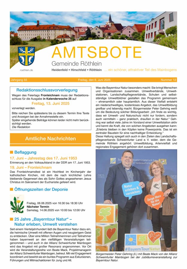 Amtsbote der Großgemeinde Röthlein Titelblatt 12/2025