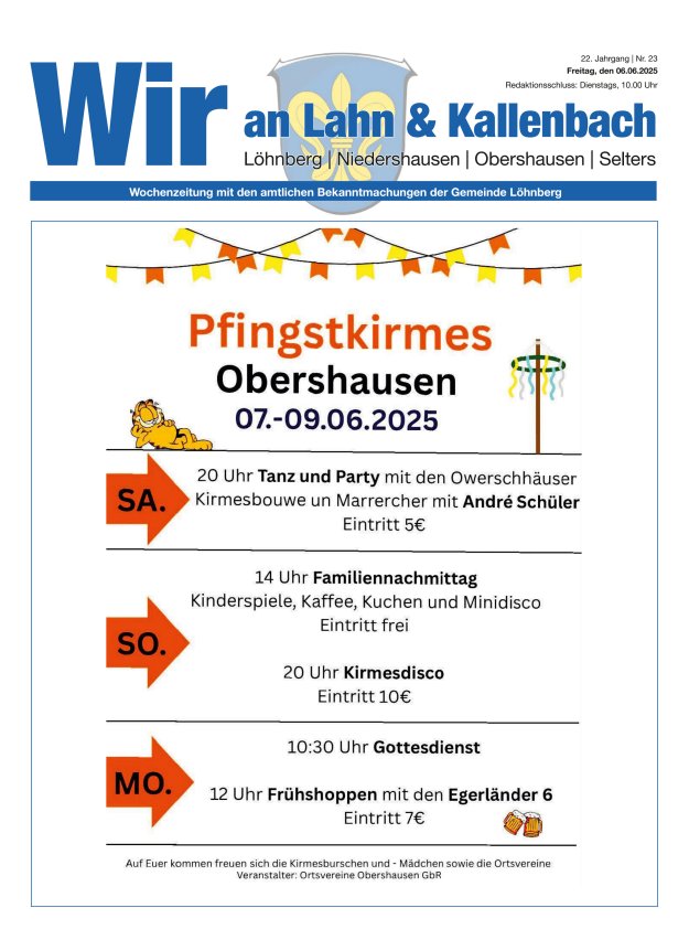 Amtliches Mitteilungsblatt der Gemeinde Löhnberg Titelblatt 23/2025