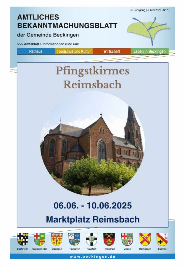 Amtsblatt Beckingen Titelblatt 23/2025