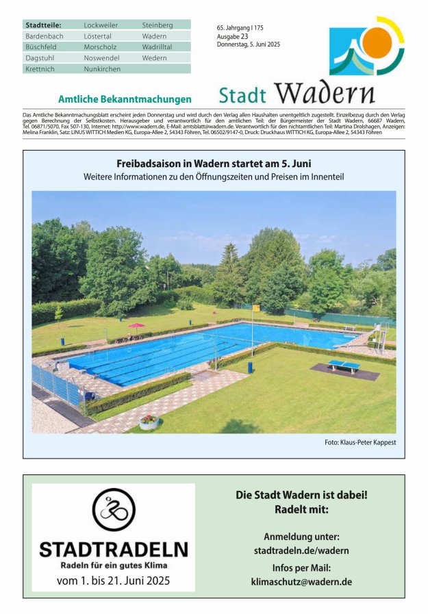 Stadt Wadern Titelblatt 23/2025
