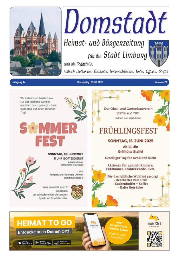 Domstadt - Heimat- und Bürgerzeitung für die Stadt Limburg Titelblatt 23/2025