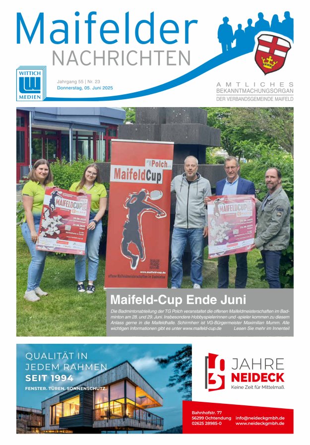 Maifelder Nachrichten - Wochenzeitung der Verbandsgemeinde Maifeld Titelblatt 23/2025