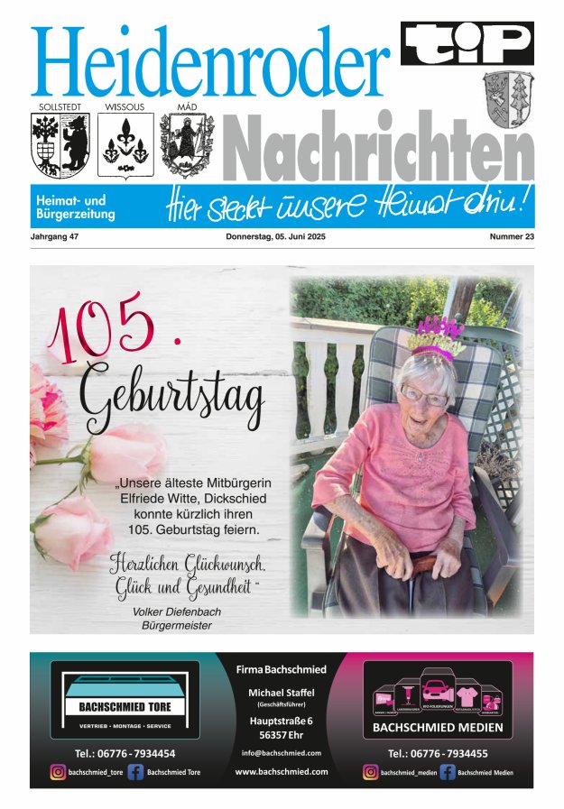 "tip" Heidenroder Nachrichten Titelblatt 23/2025