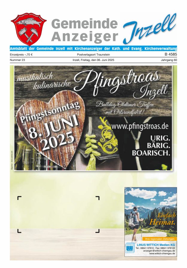 Gemeindeanzeiger Inzell Titelblatt 23/2025