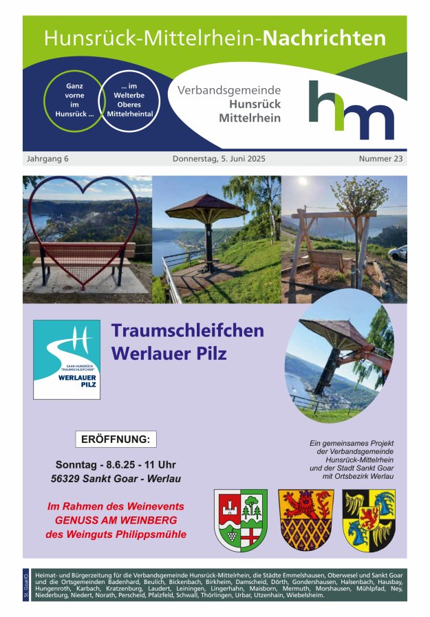 Hunsrück-Mittelrhein Nachrichten Ausgabe St Goar Oberwesel Titelblatt 23/2025