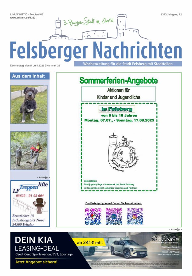 Felsberger Nachrichten Titelblatt 23/2025
