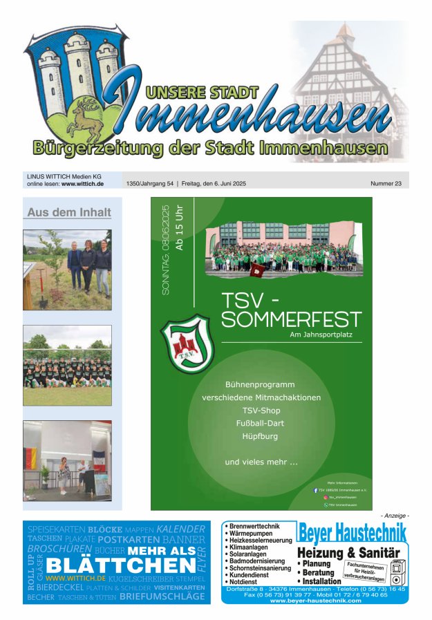Unsere Stadt Immenhausen Titelblatt 23/2025