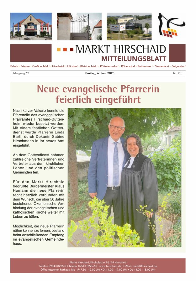 Mitteilungsblatt Markt Hirschaid Titelblatt 23/2025