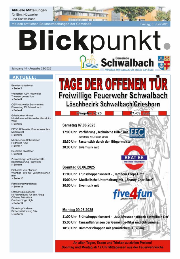 Blickpunkt Schwalbach Titelblatt 23/2025
