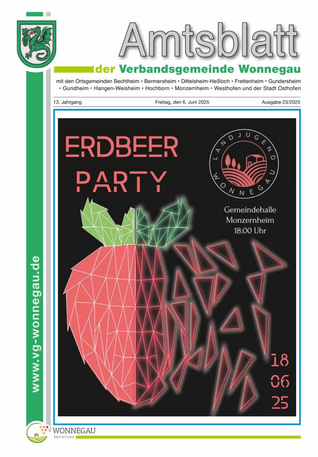 Amtsblatt VG Wonnegau Titelblatt 23/2025