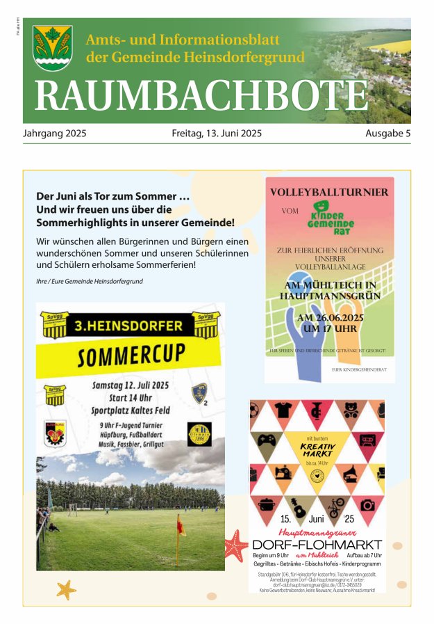 Raumbachbote – Amt- und Informationsblatt der Gemeinde Heinsdorfergrund Titelblatt 05/2025