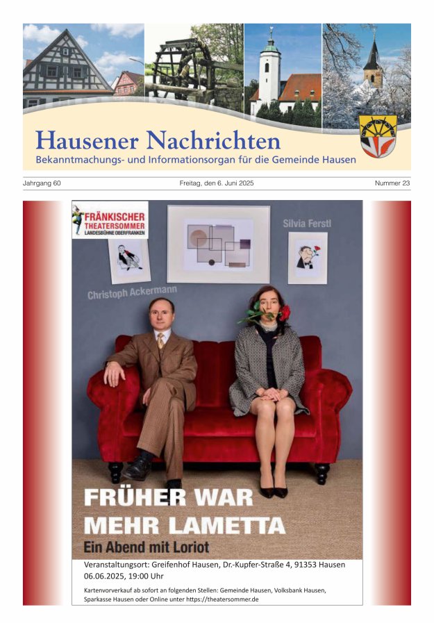 Hausener Nachrichten Titelblatt 23/2025