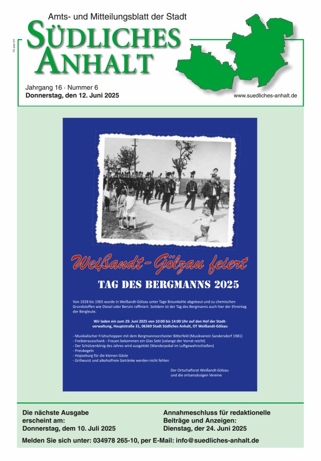 Amts- und Mitteilungsblatt der Stadt Südliches Anhalt Titelblatt 06/2025