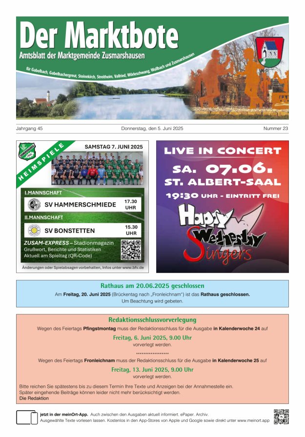 Zusmarshausen - Der Marktbote Titelblatt 23/2025