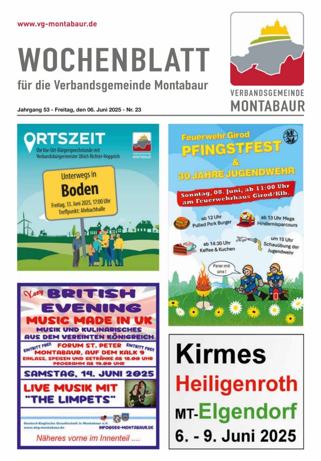 Wochenblatt der Verbandsgemeinde Montabaur Titelblatt 23/2025