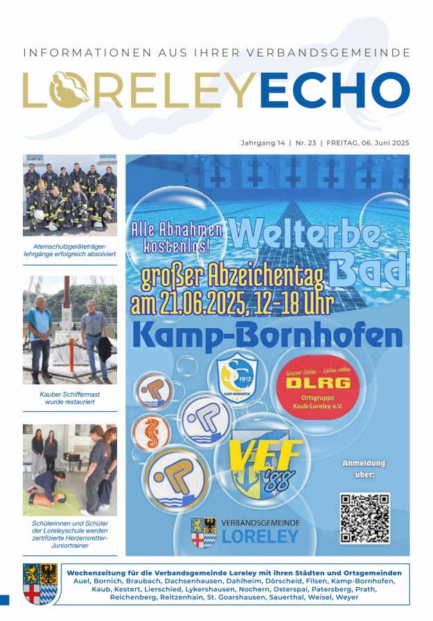 Loreley-Echo - Mitteilungsblatt der Verbandsgemeinde Loreley (Braubach) Titelblatt 23/2025