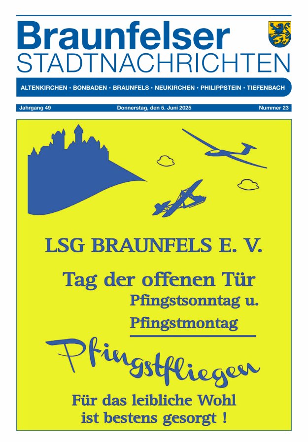 Braunfelser Stadtnachrichten Titelblatt 23/2025