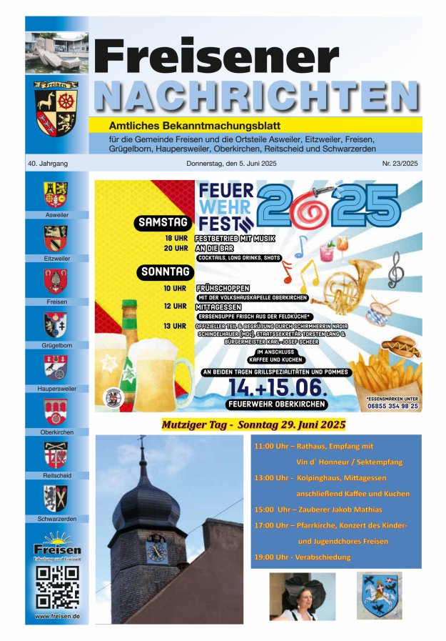 Freisener Nachrichten Titelblatt 23/2025