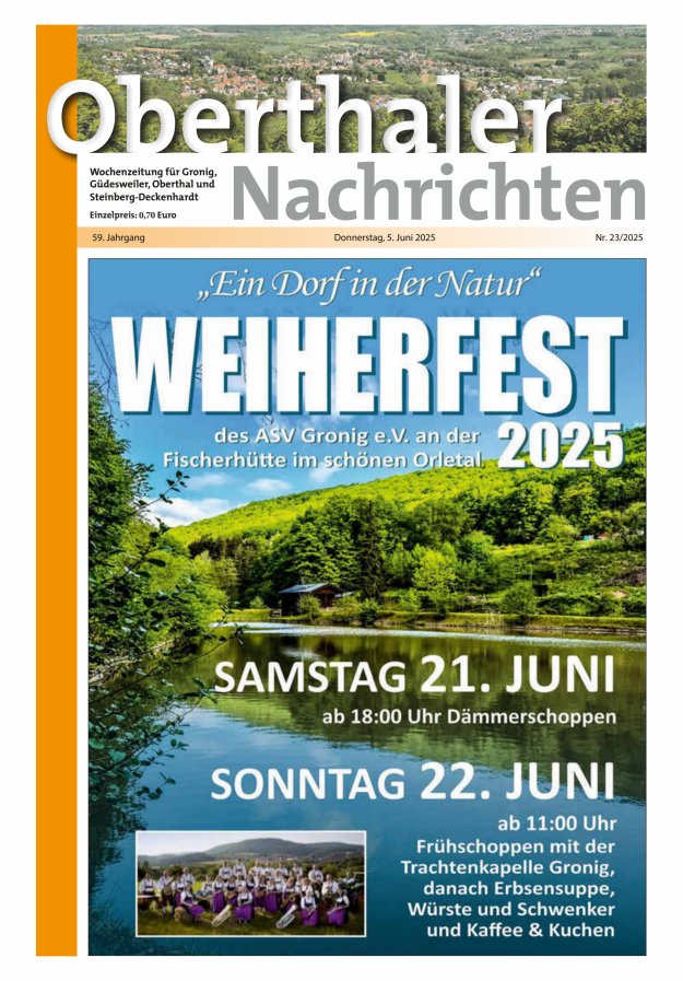 Oberthaler Nachrichten Titelblatt 23/2025