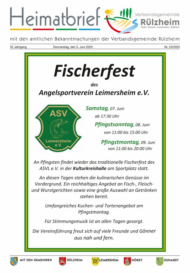 Heimatbrief VG Rülzheim Titelblatt 23/2025