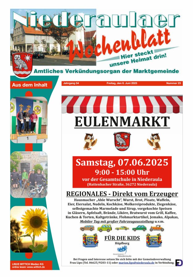 Niederaulaer Wochenblatt Titelblatt 23/2025