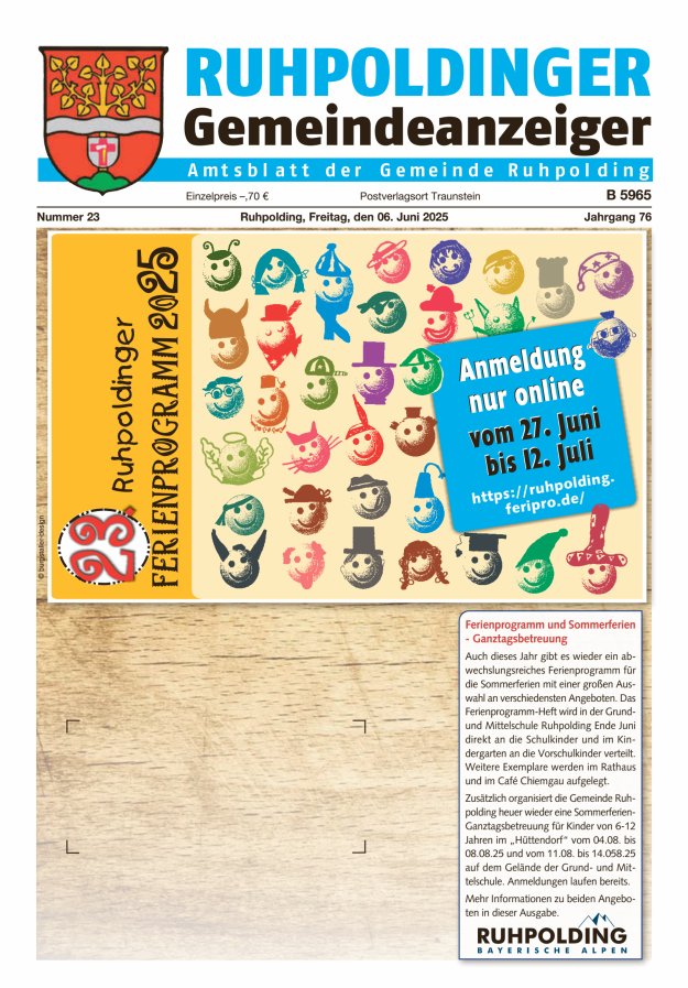 Ruhpoldinger Gemeindeanzeiger Titelblatt 23/2025