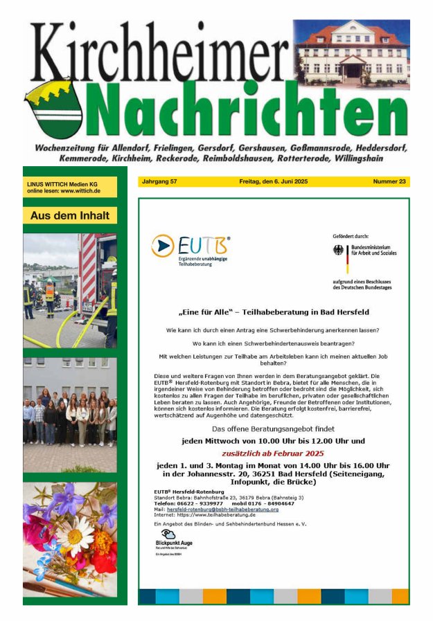 Kirchheimer Nachrichten Titelblatt 23/2025