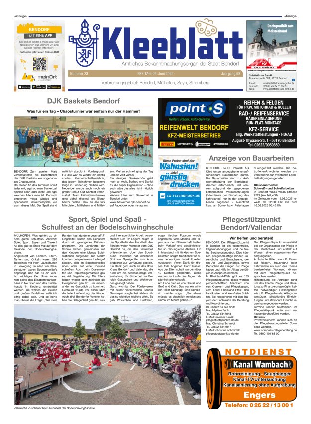 Kleeblatt - Amtliches Bekanntmachungsorgan der Stadt Bendorf Titelblatt 23/2025