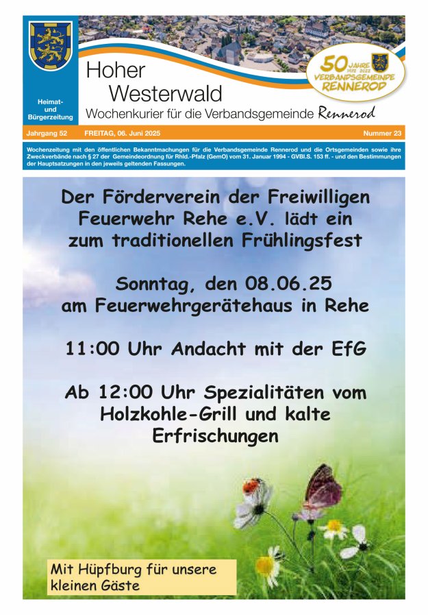 Hoher Westerwald - Wochenkurier für die Verbandsgemeinde Rennerod Titelblatt 23/2025