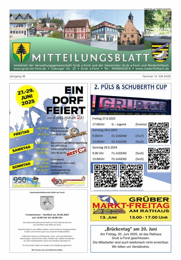 Amts- und Mitteilungsblatt der VGem Grub a.Forst Titelblatt 12/2025
