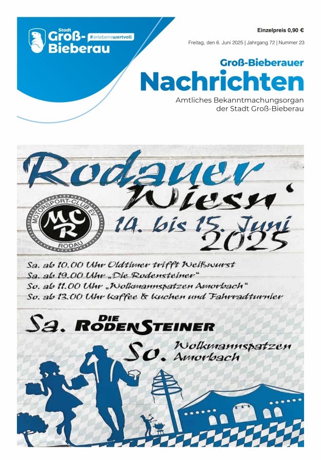 Groß-Bieberauer Nachrichten Titelblatt 23/2025