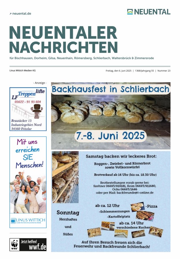 Neuentaler Nachrichten Titelblatt 23/2025