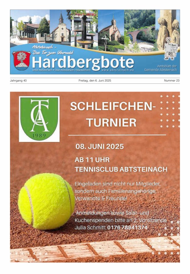 Hardbergbote - Mitteilungsblatt der Gemeinde Abtsteinach Titelblatt 23/2025