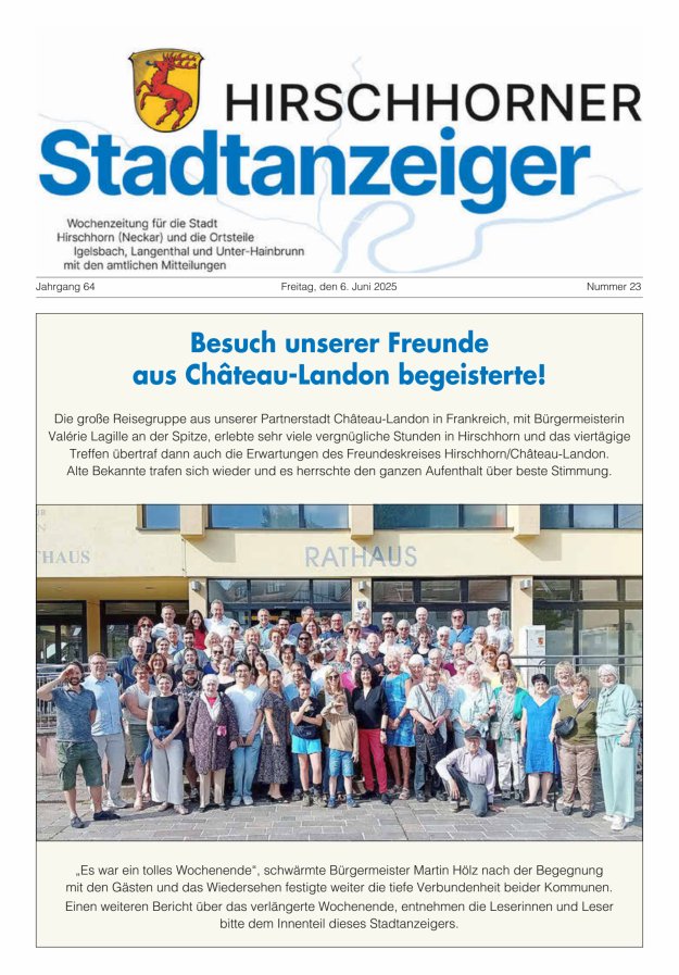Hirschhorner Stadtanzeiger Titelblatt 23/2025