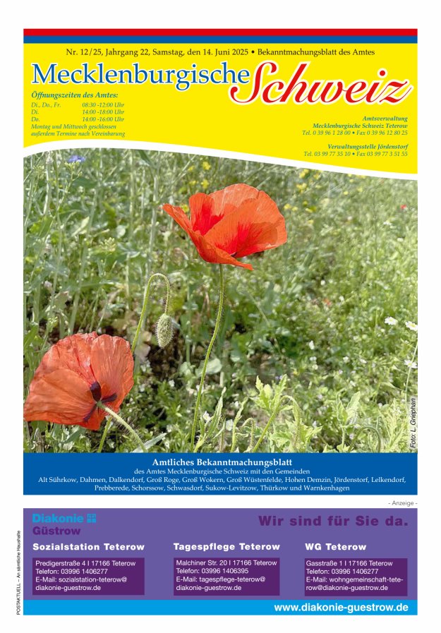 Bekanntmachungsblatt des Amtes Mecklenburgische Schweiz Titelblatt 12/2025