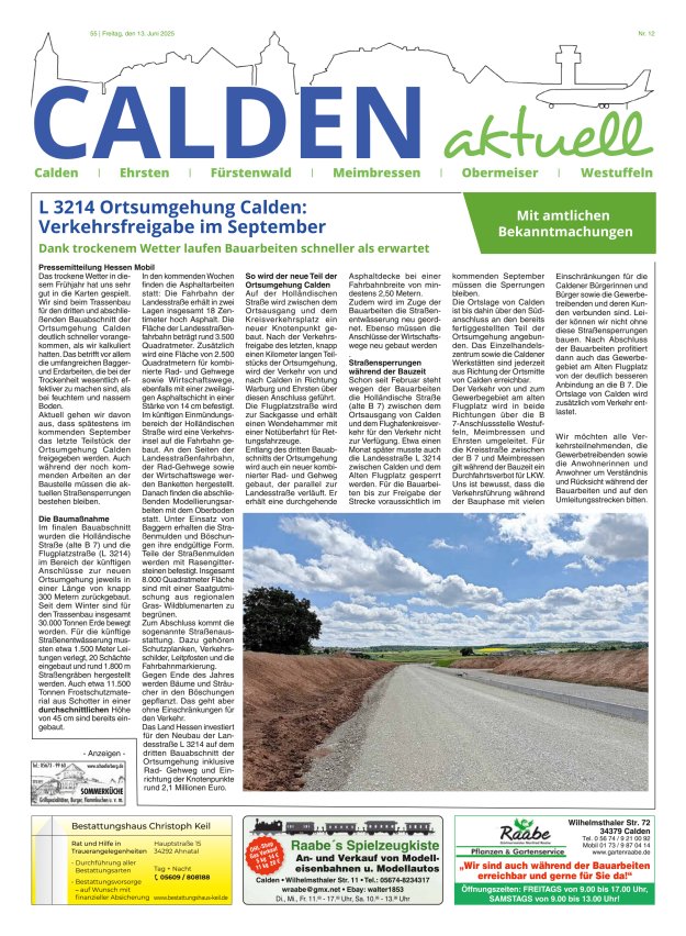 Calden aktuell Titelblatt 12/2025