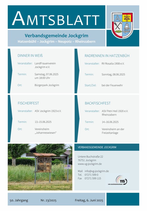 Amtsblatt VG Jockgrim Titelblatt 23/2025