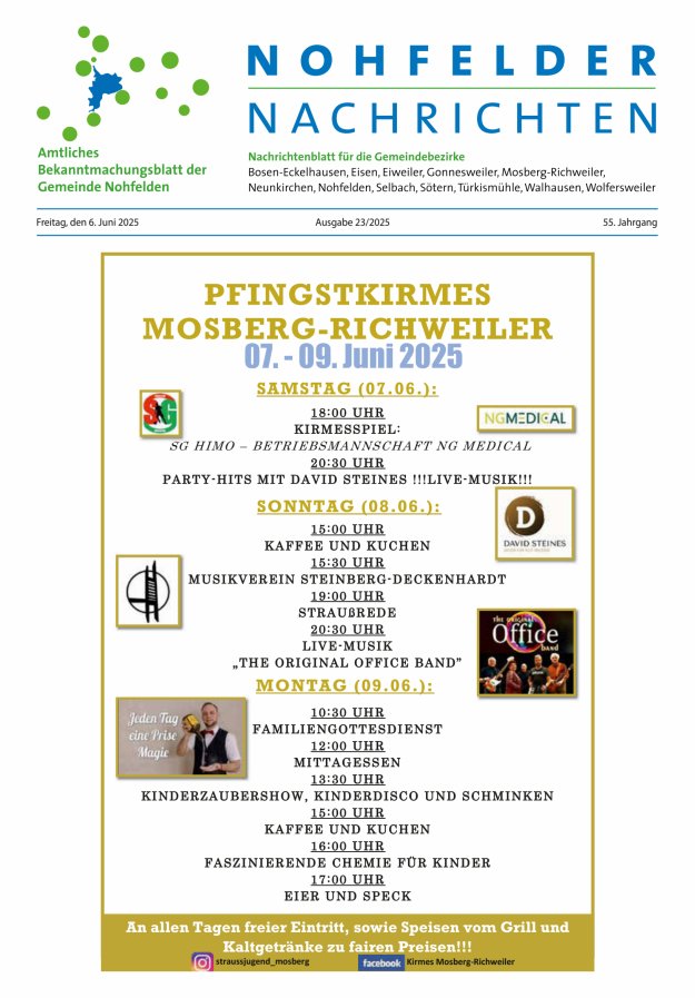 Nohfelder Nachrichten Titelblatt 23/2025