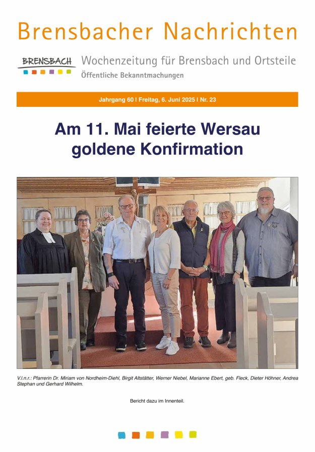 Brensbacher Nachrichten Titelblatt 23/2025