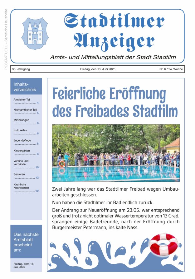 Stadtilmer Anzeiger Titelblatt 06/2025