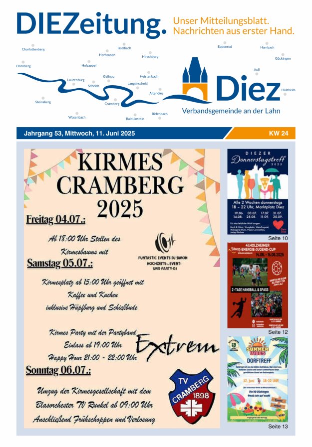 Mitteilungsblatt der Verbandsgemeinde Diez und der Ortsgemeinden Titelblatt 24/2025