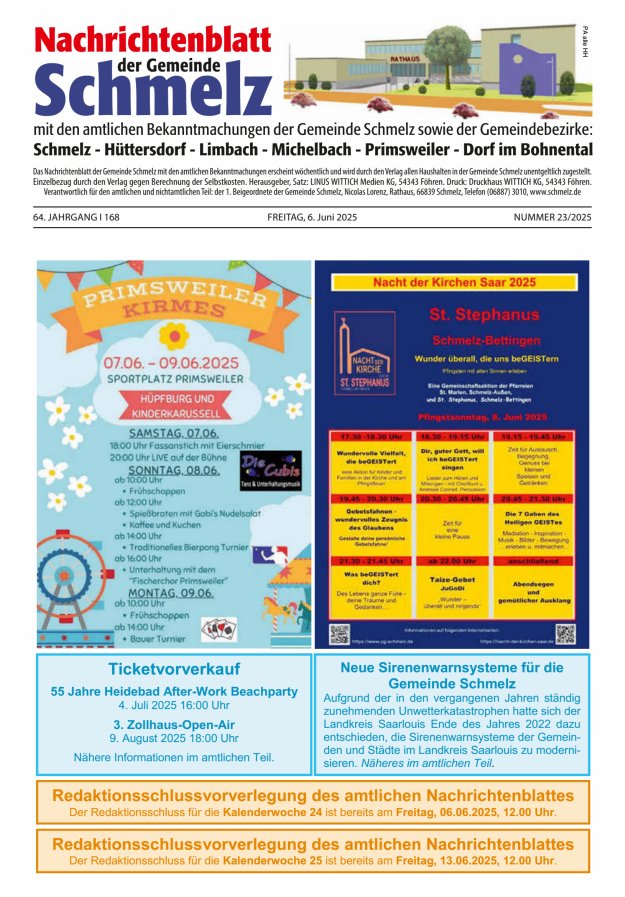 Nachrichtenblatt Schmelz Titelblatt 23/2025