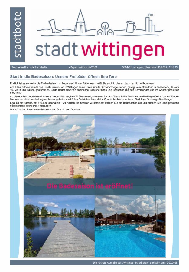 Wittinger Stadtbote Titelblatt 06/2025