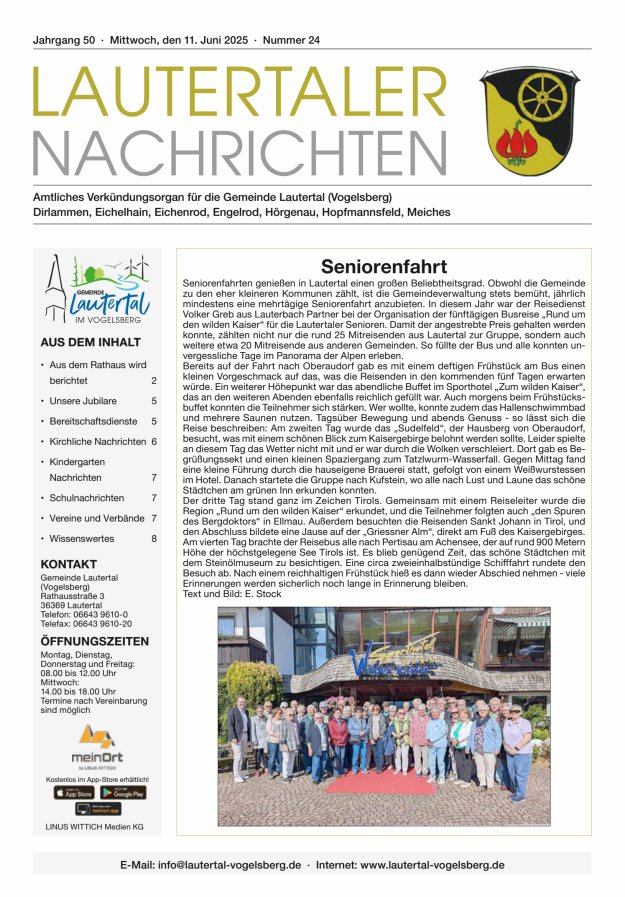 Lautertaler Nachrichten Titelblatt 24/2025