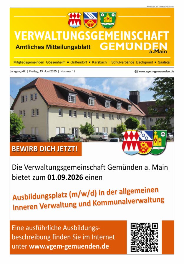 Mitteilungsblatt der VG Gemünden a Main Titelblatt 12/2025