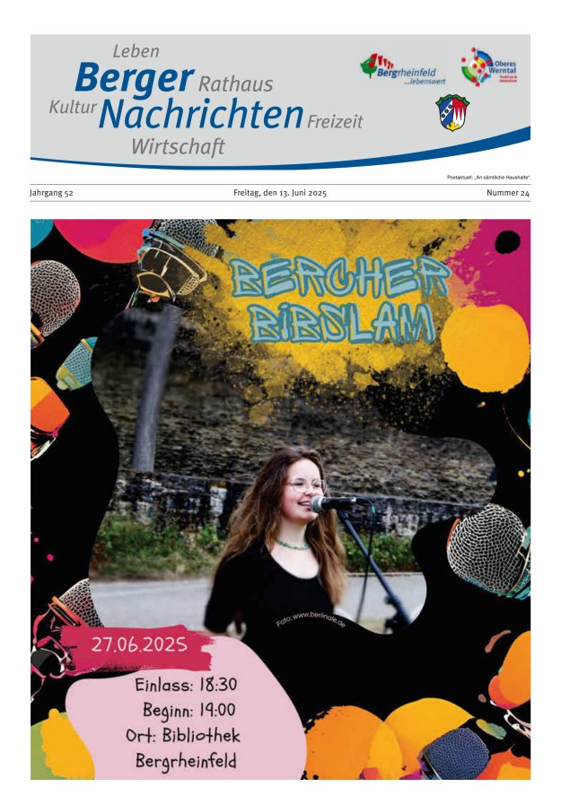 Berger Nachrichten, Bergrheinfeld Titelblatt 24/2025