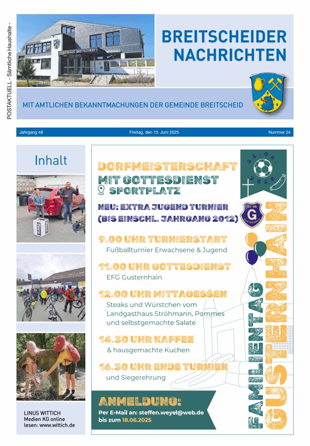 Breitscheider Nachrichten Titelblatt 24/2025