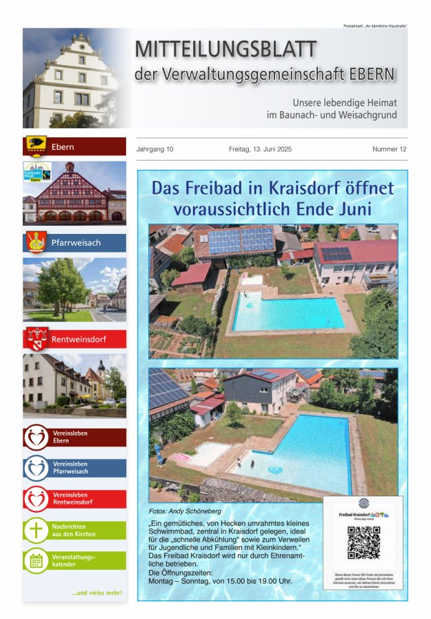 Mitteilungsblatt der Verwaltungsgemeinschaft Ebern Titelblatt 12/2025