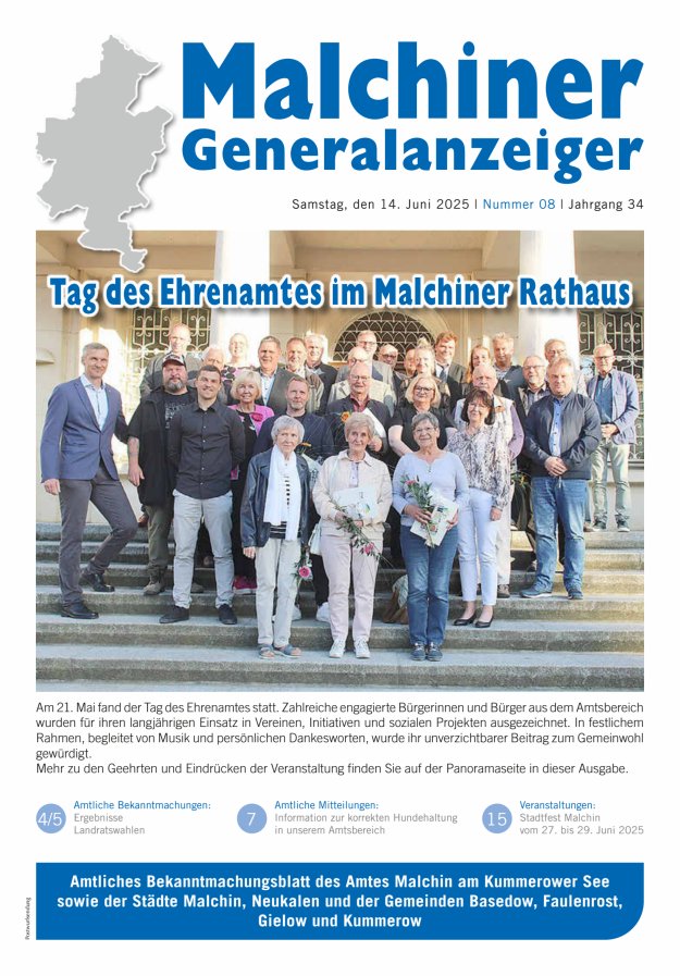 Malchiner Generalanzeiger Titelblatt 08/2025